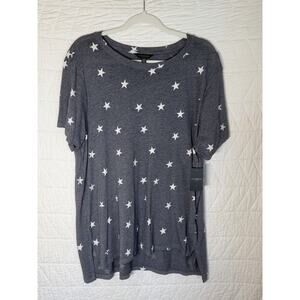 Lucky Brand Gray Star Print T Shirt Crew Neck Short Sleeve Size 2X New With Tag